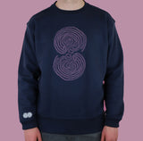 Lab Pink Embroidery Navy Sweatshirt